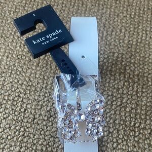 Kate Spade White Belt with Sparkling Butterfly Buckle NWT